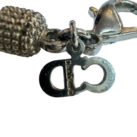 DIOR Multi-Chain Link Silver Choker Necklace and Small Rhinestone Charm Necklace - Picture 12 of 16